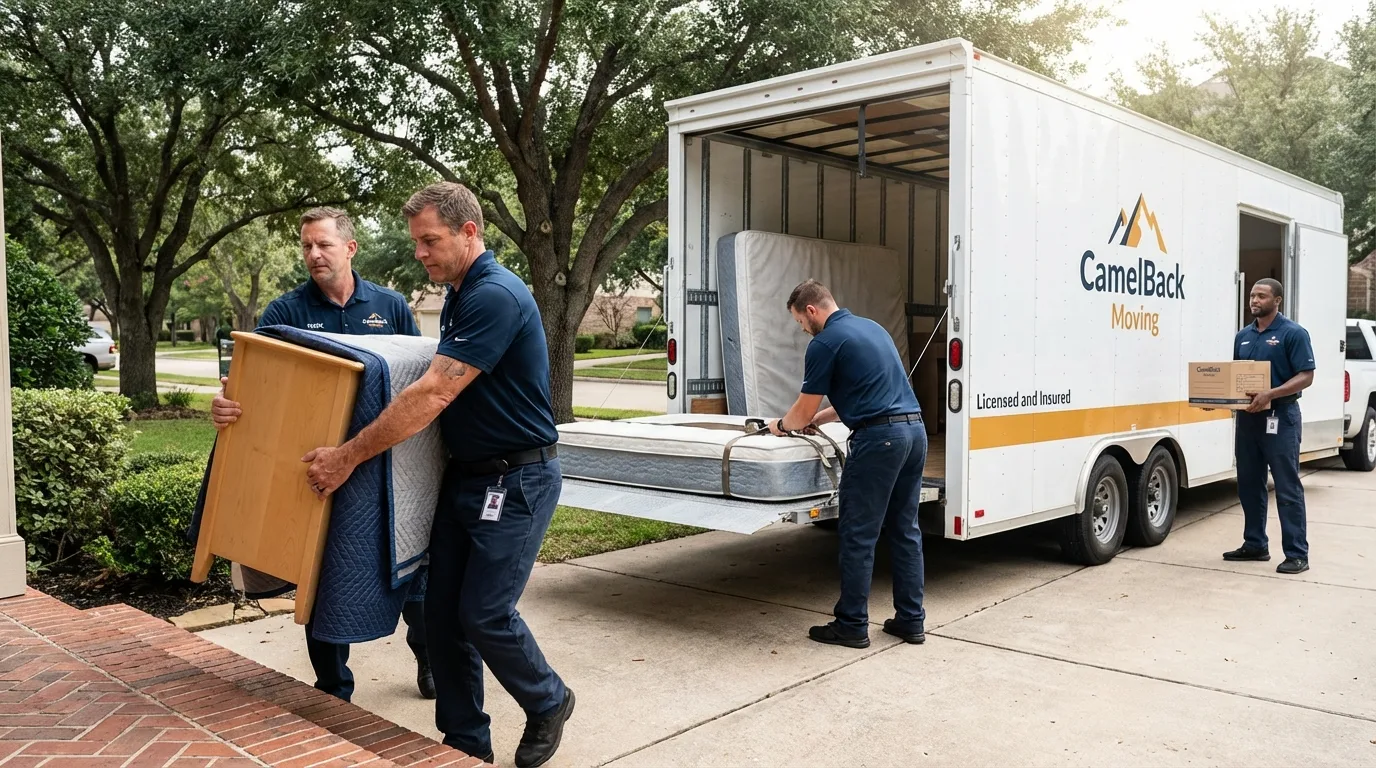 Crew loading residential truck for cross-state move from Carlstadt, NJ