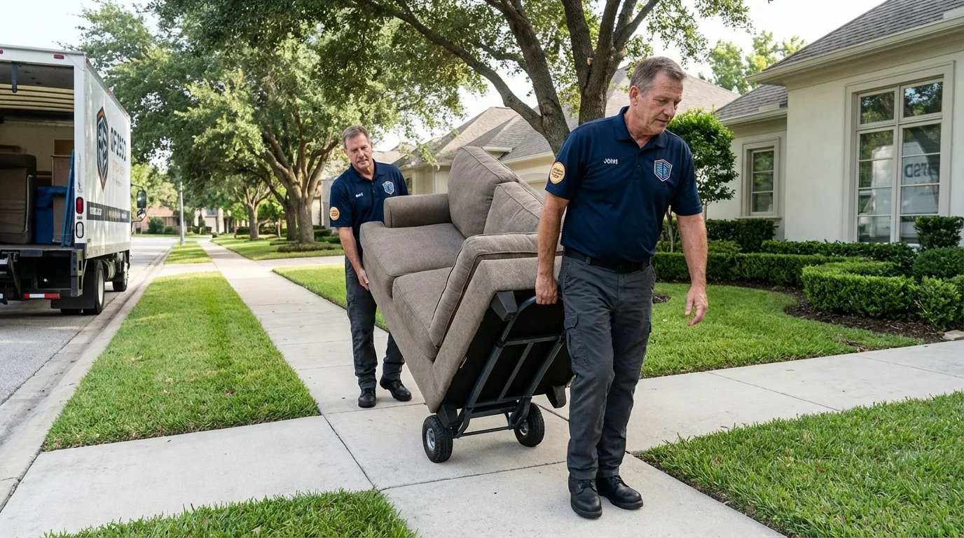 Local residential moving crew loading furniture in Carlstadt, NJ