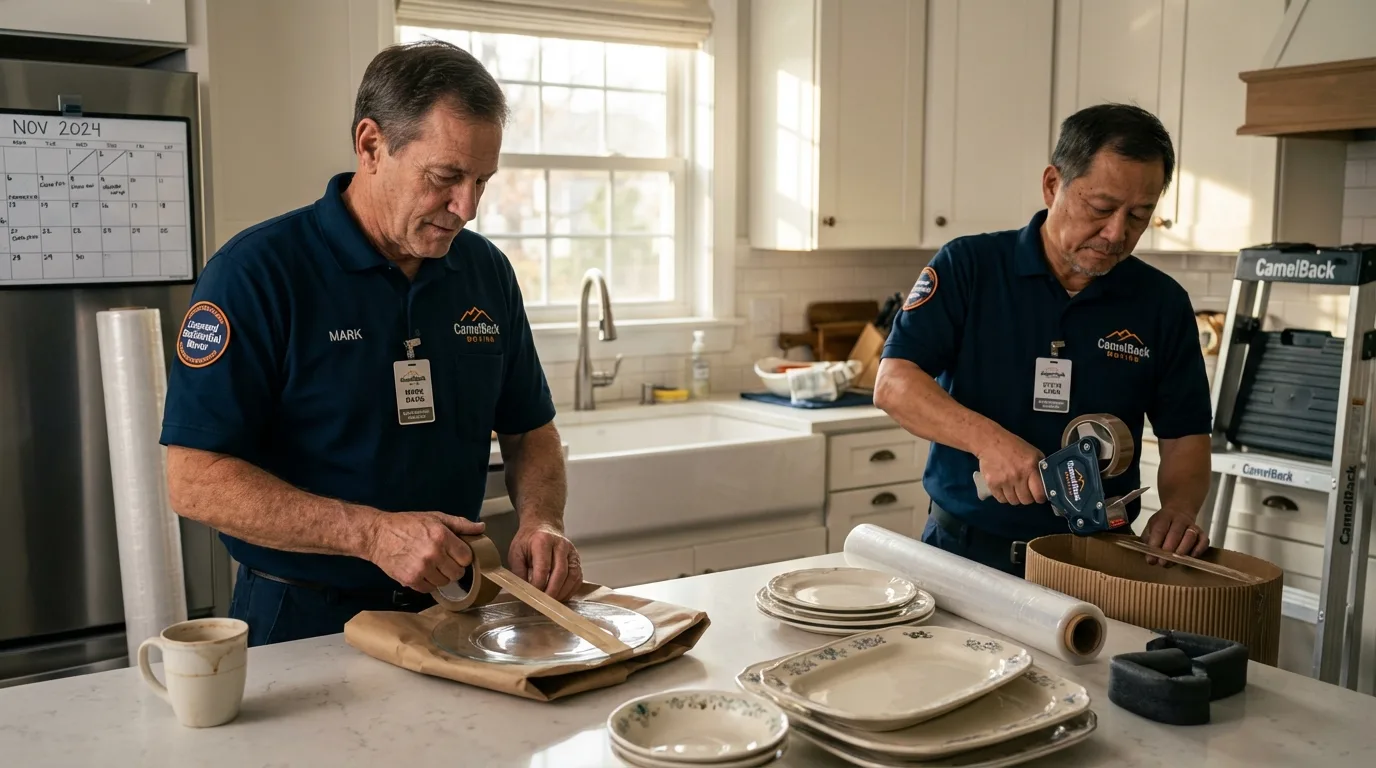 Professional crew packing kitchen dishware in Carlstadt, NJ