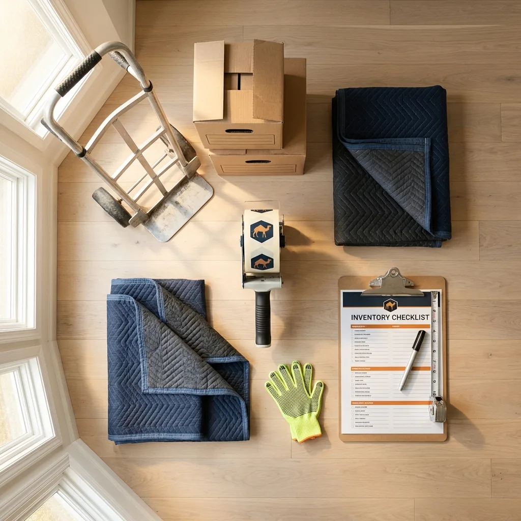 Professional moving supplies and packing materials layout for Carlstadt residential relocations